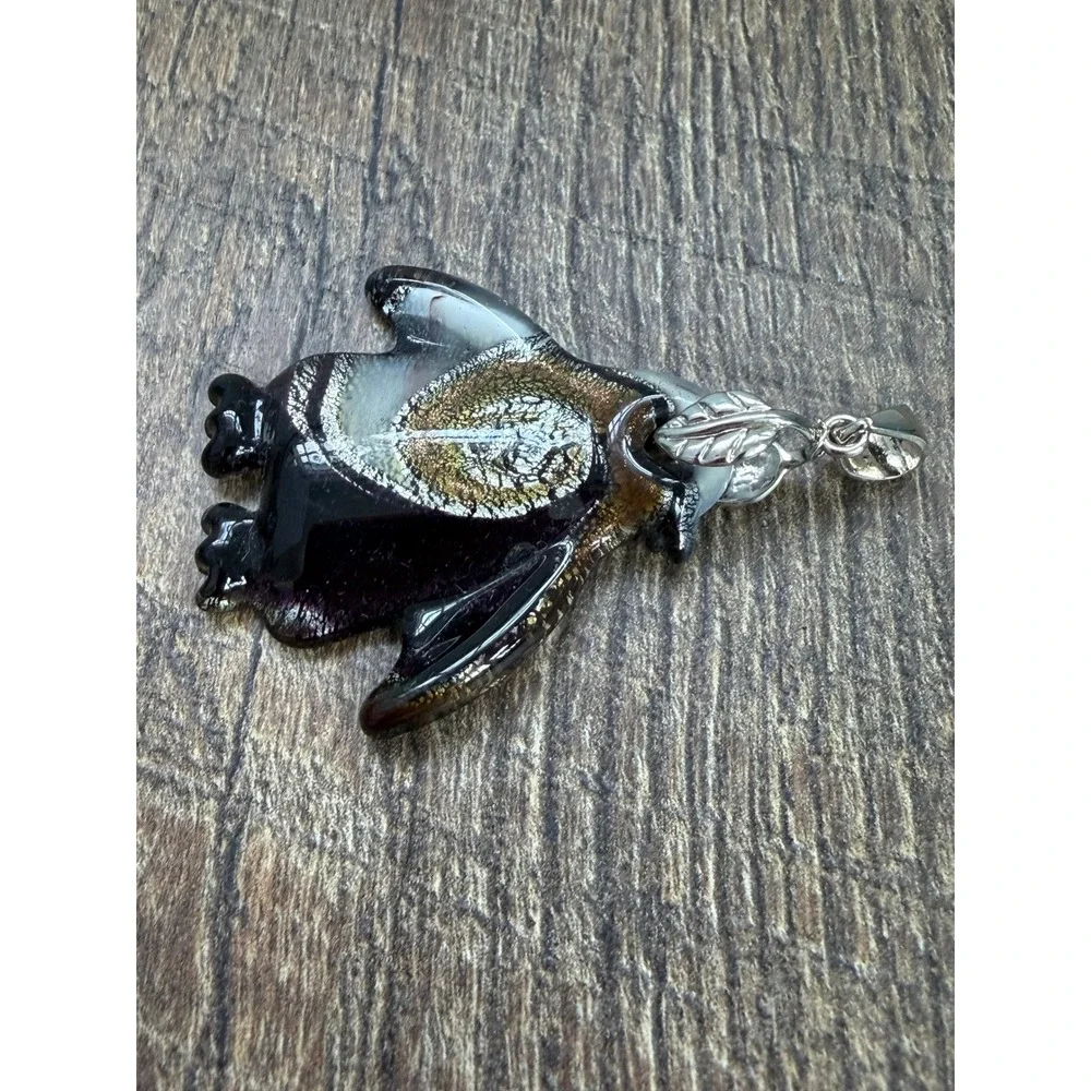 Art Glass Penguin Pendant Unisex OS‎ Black Gold Silver
